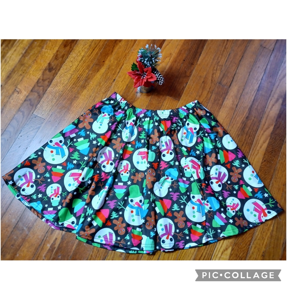 Christmas Snowman Stretch Skirt Sz XL